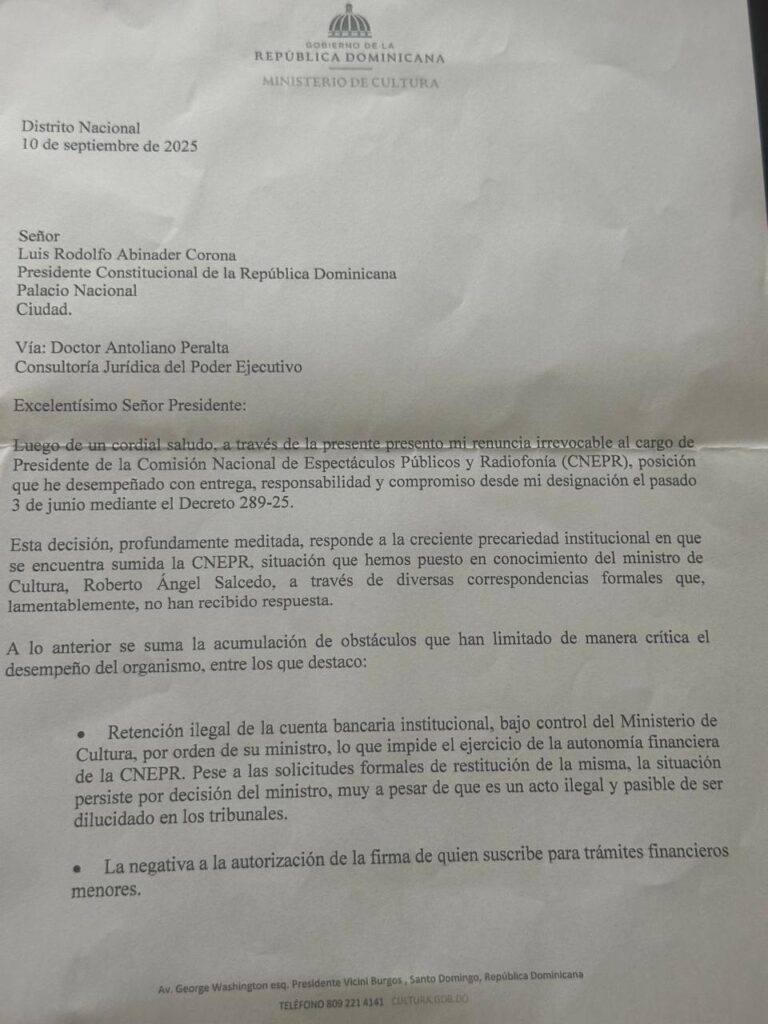 carta de renuncia
