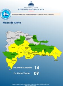 COE mantiene 14 provincias en alerta amarilla por condiciones climáticas
