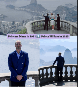 El príncipe Guillermo rinde tributo a Lady Di en Brasil al recrear sus icónicas fotos de 1991