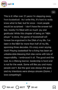 Chris Paul se despide de la NBA